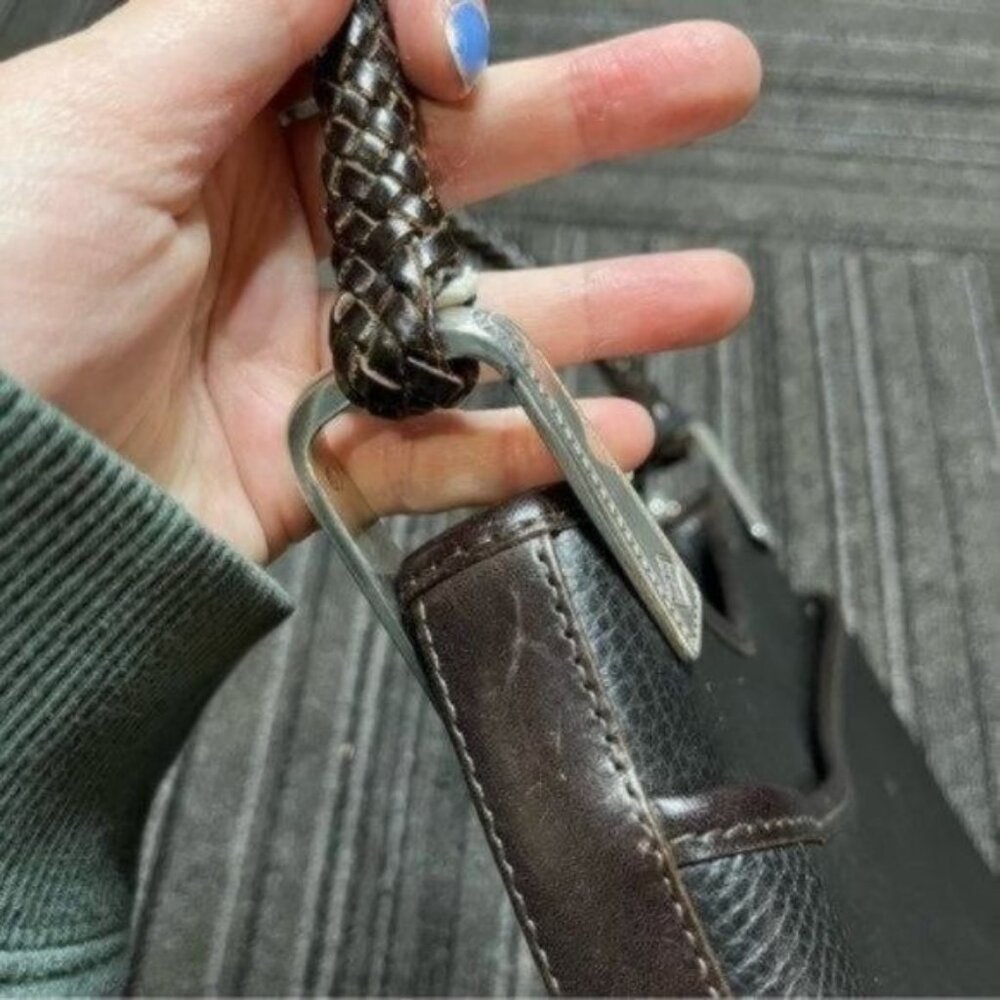 Brighton Smooth Leather Womens Shoulder Bag Structured Croc Detail - Picture 6 of 10
